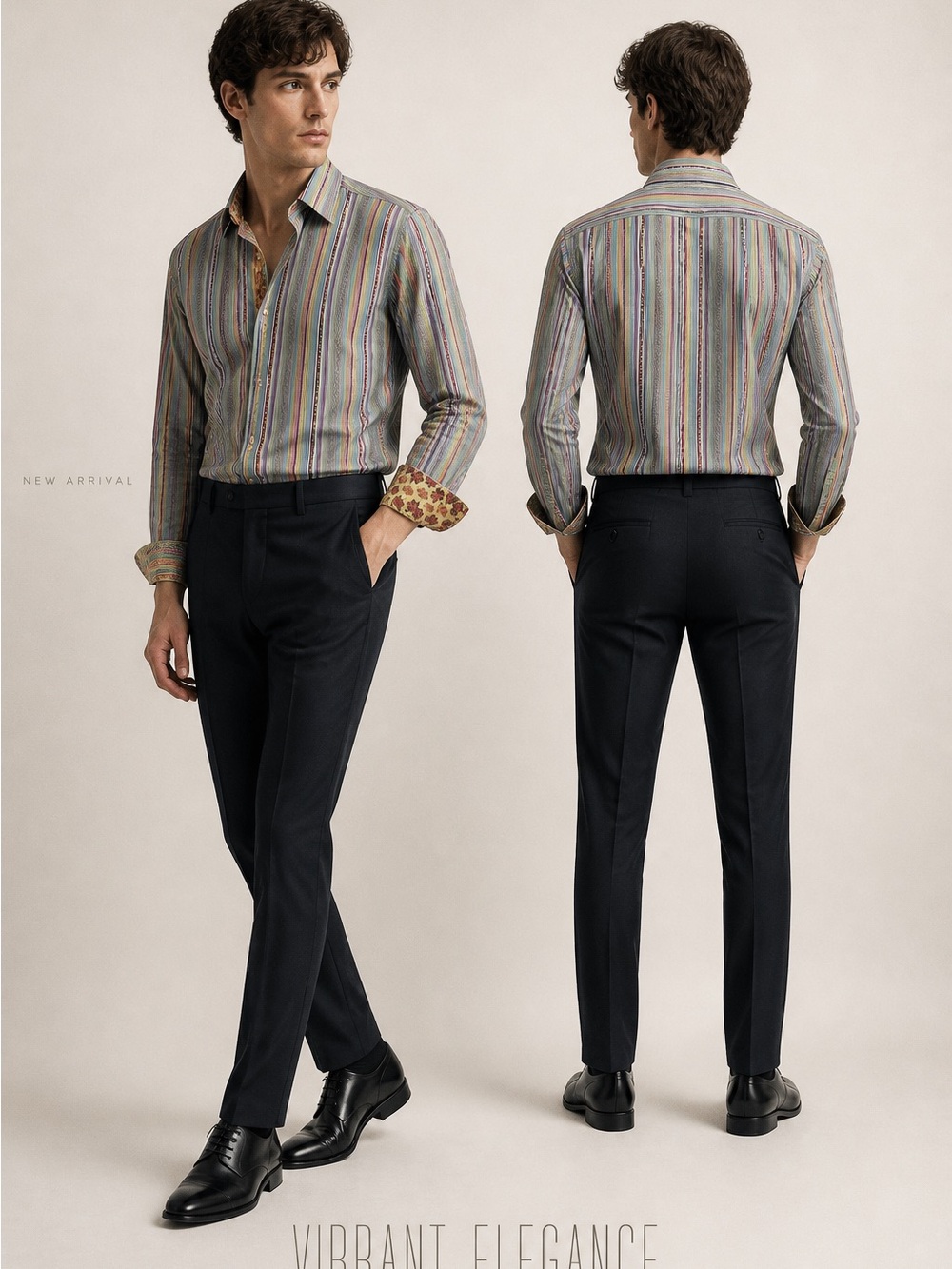 Robert Graham Long Sleeve Batik Floral Multicolor Stripe Men's M Classic Shirt